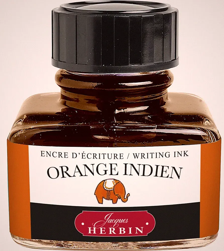 30ml Orange Indien Ink Bottle for Fountain Pens Rollerball Pens with Pen Rest