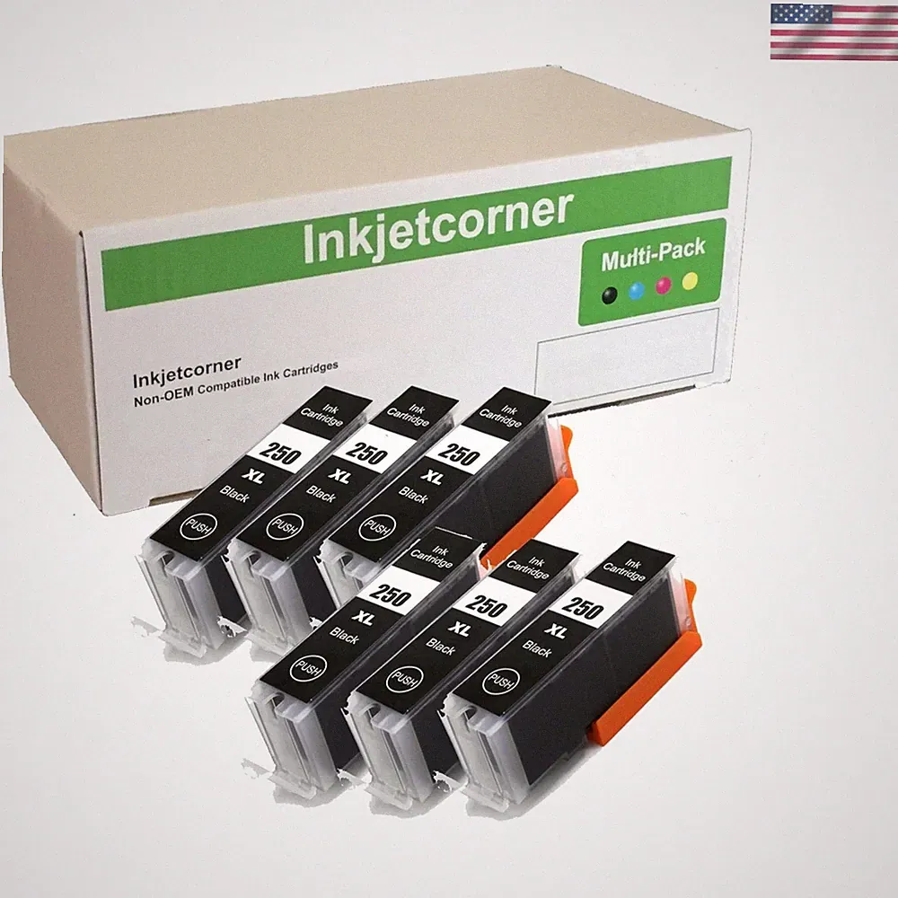 Affordable Replacement Ink Cartridges for PGI-250XL | 6 Black Cartridges