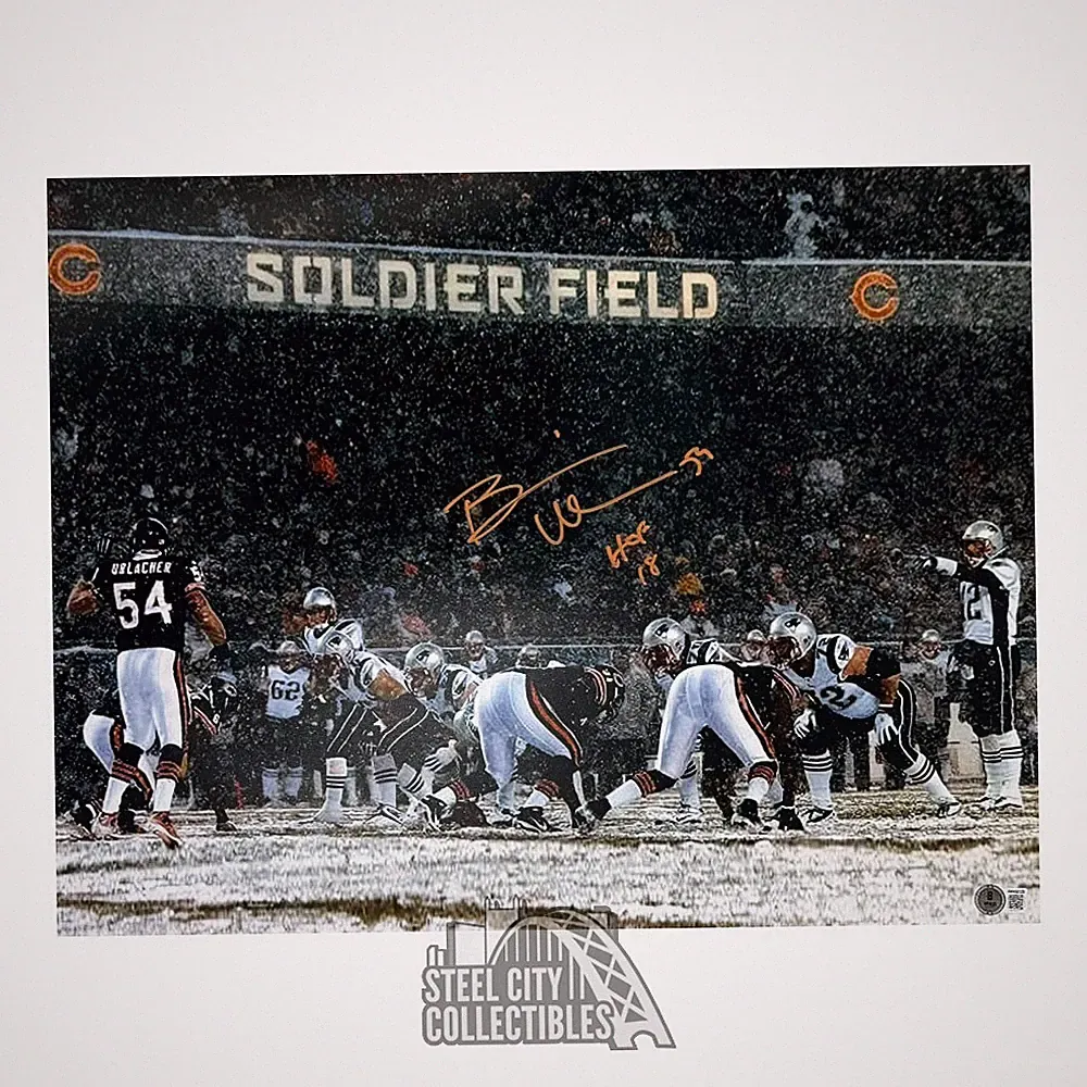 Brian Urlacher HOF 18 Autographed Chicago Bears 16x20 Photo - BAS (Orange Ink)