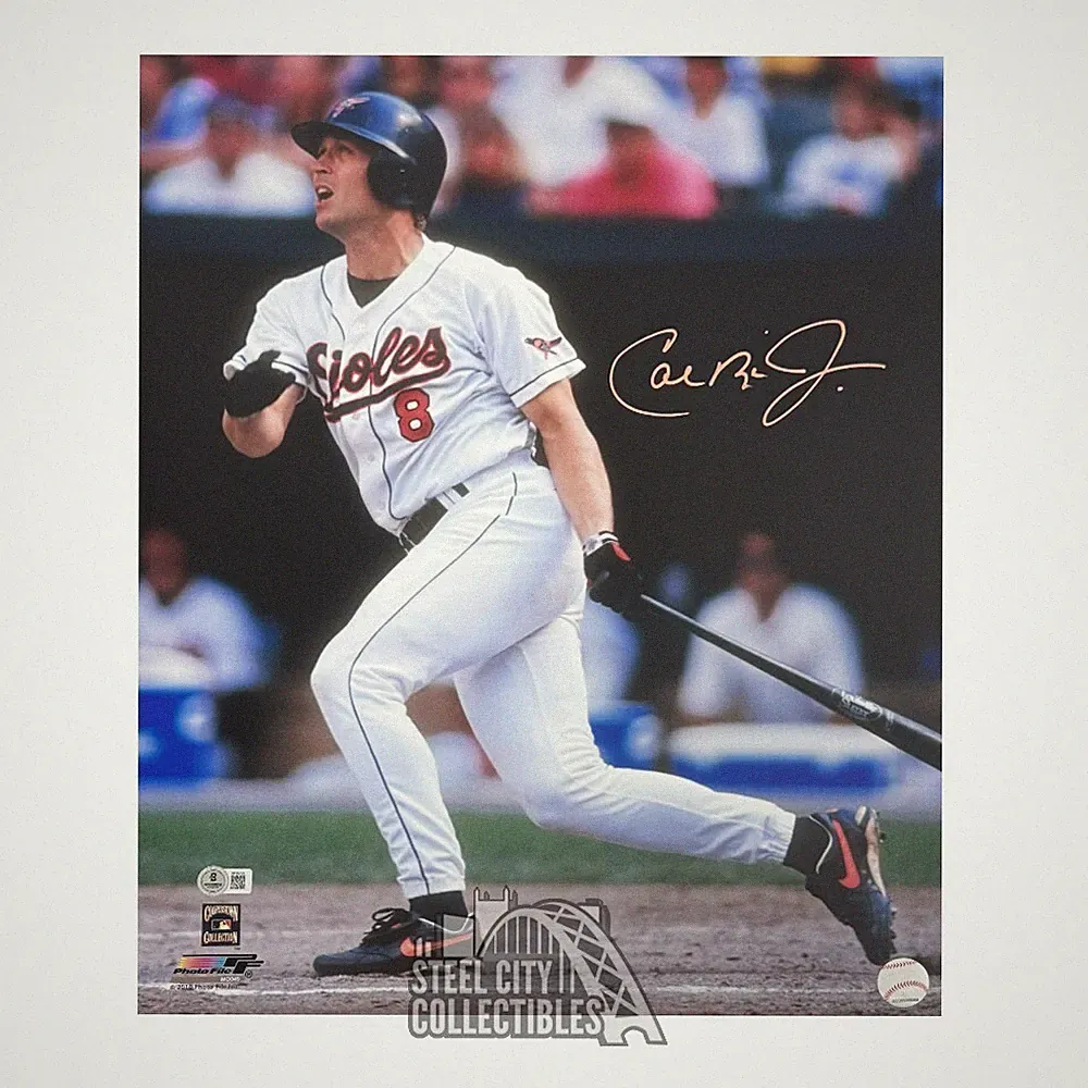 Cal Ripken Jr Autographed Baltimore 16x20 Baseball Photo - BAS (Orange Ink)