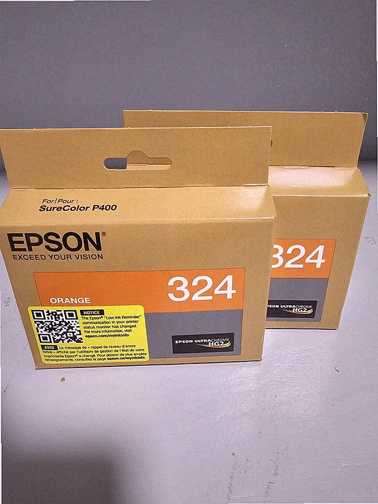 Epson T324 Orange Ink Cartridge Genuine 324 SureColor P400 Exp 02/27 2 Pack