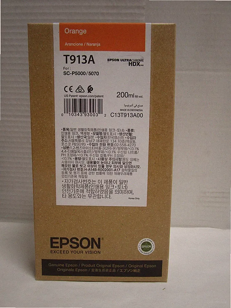 EPSON T913A C13T913A00 Orange Genuine HDX Ink 200ml New Exp 2021 SC-SEE PHOTOS