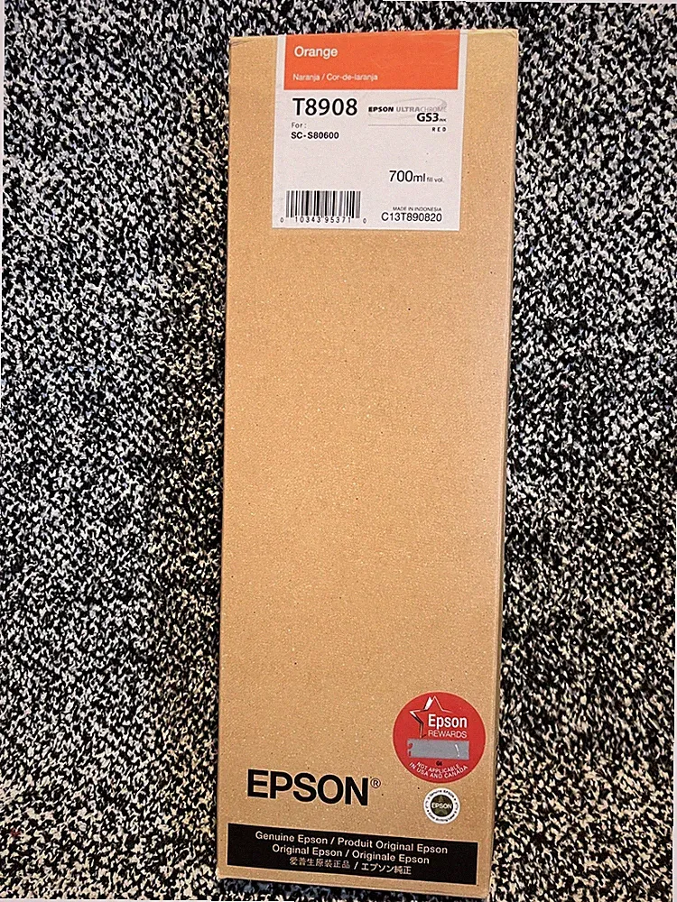 GENUINE Epson GS3 Orange Ink 700ml (T8908) for S80600 Date: May 2028