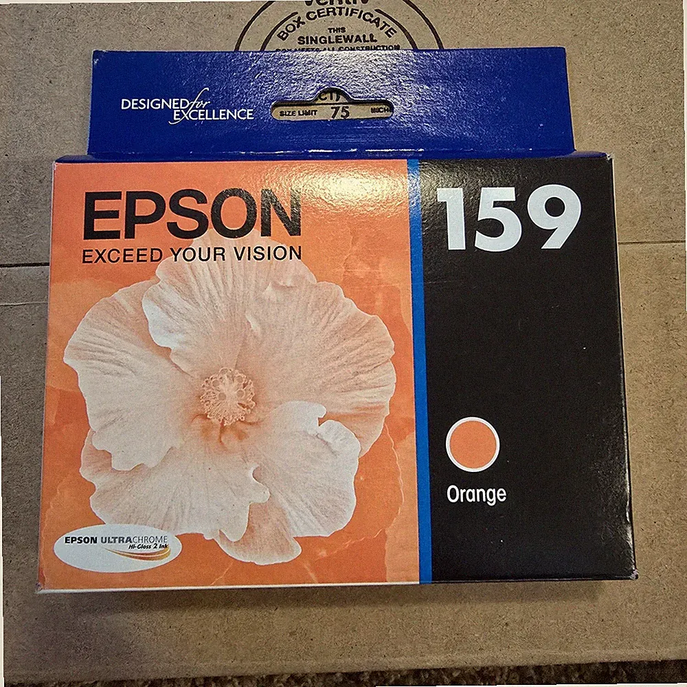 Genuine OEM Epson 159 Orange Ink Cartridge C13T159920 for R2000 SEALED Exp 2027