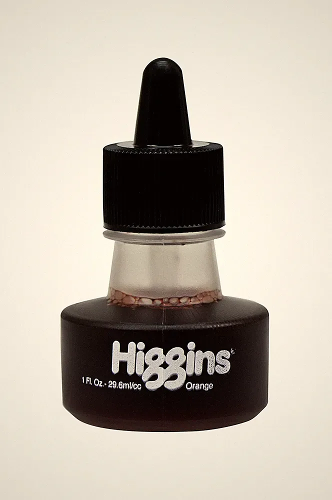 Higgins Dye-Based Drawing Ink, Orange, 1 Ounce Bottle (44206)