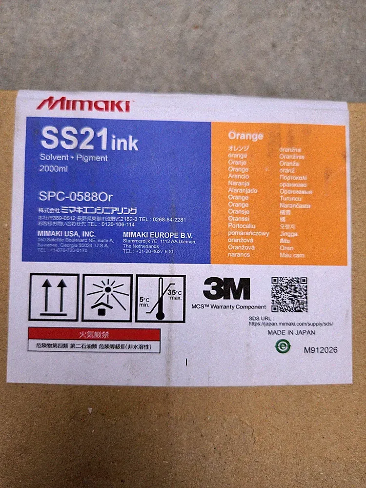 Mimaki SS21 Solvent Pigment Ink Orange SPC-0588Or 2000ml Exp 2027