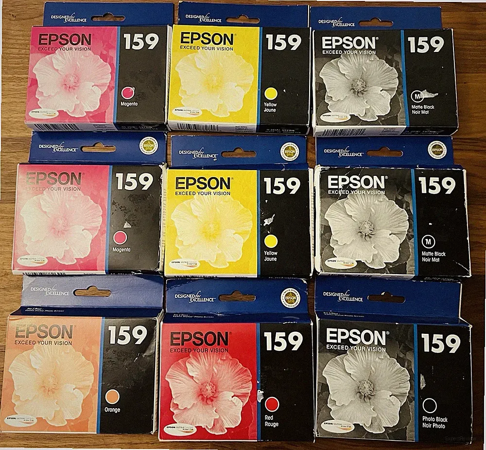 New Lot of 9 Epson 159 Ink Matte Photo Black Cyan Magenta Red Orange Yellow